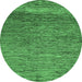 Round Abstract Emerald Green Modern Rug, abs253emgrn