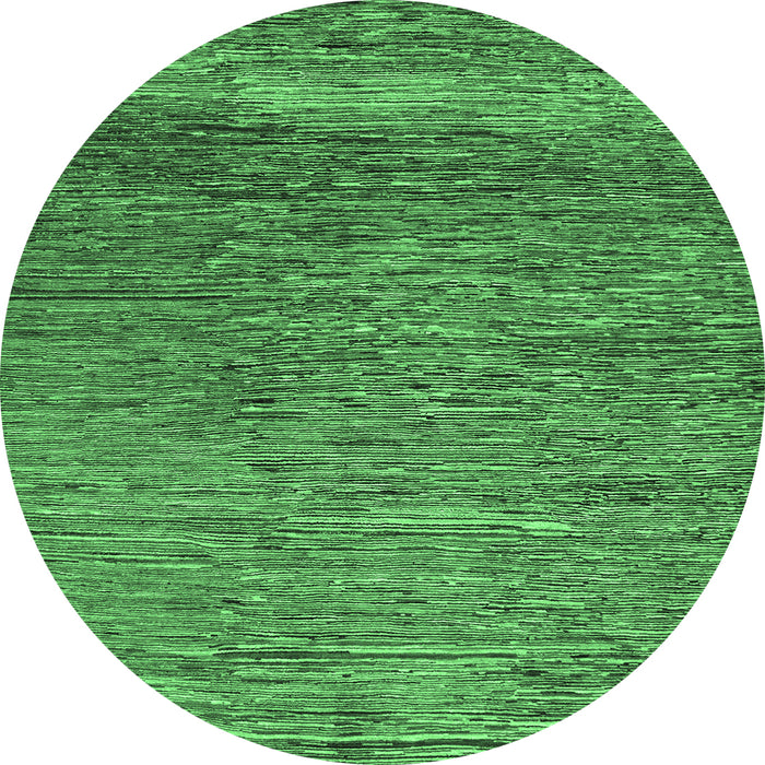 Round Machine Washable Abstract Emerald Green Modern Area Rugs, wshabs253emgrn