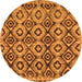 Round Machine Washable Abstract Orange Modern Area Rugs, wshabs2540org