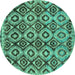 Round Abstract Turquoise Modern Rug, abs2540turq