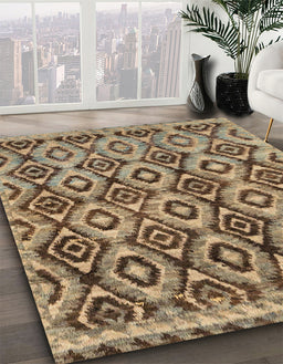 Abstract Reddish Brown Modern Rug in Family Room, abs2540