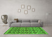 Machine Washable Abstract Green Modern Area Rugs in a Living Room,, wshabs2540grn