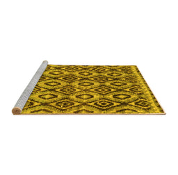 Sideview of Machine Washable Abstract Yellow Modern Rug, wshabs2540yw