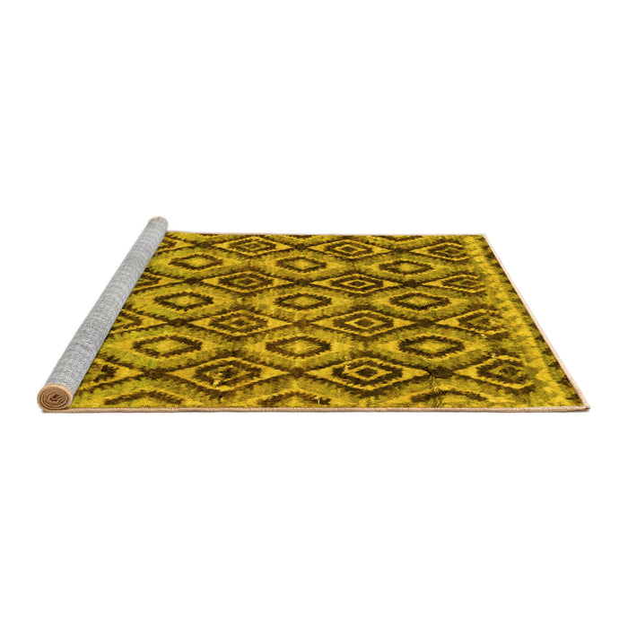 Sideview of Machine Washable Abstract Yellow Modern Rug, wshabs2540yw