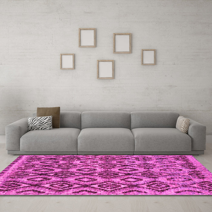Machine Washable Abstract Pink Modern Rug in a Living Room, wshabs2540pnk