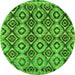 Round Machine Washable Abstract Green Modern Area Rugs, wshabs2540grn