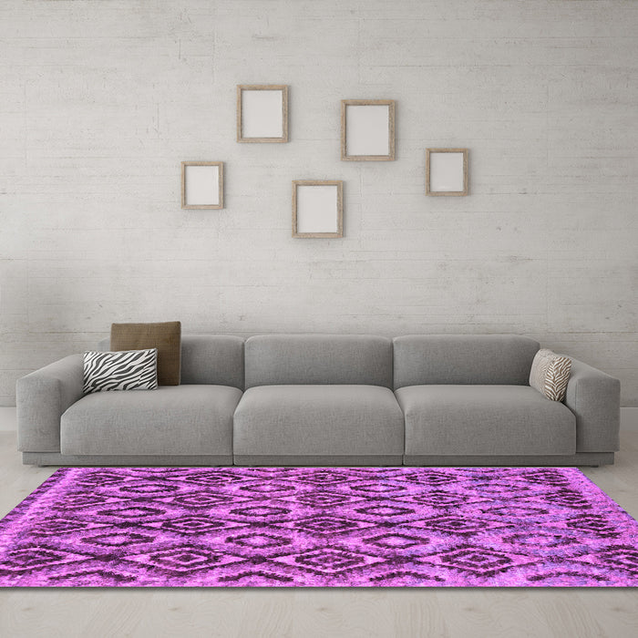 Machine Washable Abstract Purple Modern Area Rugs in a Living Room, wshabs2540pur