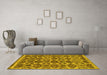 Machine Washable Abstract Yellow Modern Rug in a Living Room, wshabs2540yw