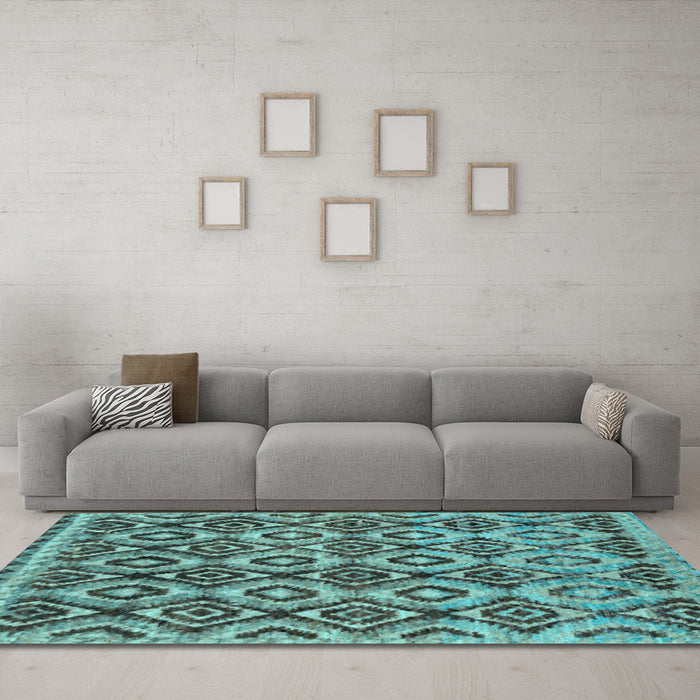 Machine Washable Abstract Light Blue Modern Rug in a Living Room, wshabs2540lblu