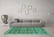 Machine Washable Abstract Turquoise Modern Area Rugs in a Living Room,, wshabs2540turq