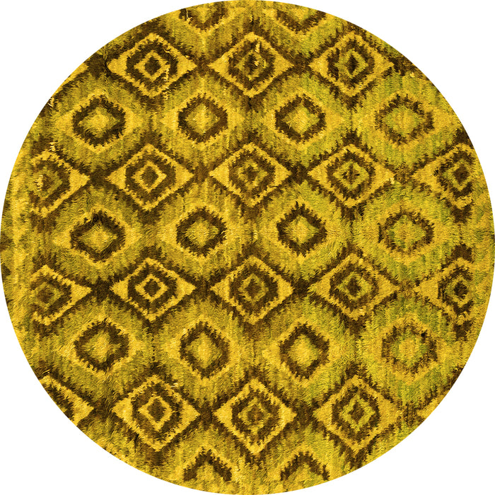 Round Abstract Yellow Modern Rug, abs2540yw