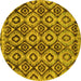 Round Abstract Yellow Modern Rug, abs2540yw