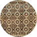 Round Abstract Reddish Brown Modern Rug, abs2540