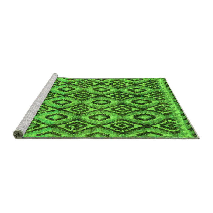 Sideview of Machine Washable Abstract Green Modern Area Rugs, wshabs2540grn