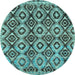 Round Abstract Light Blue Modern Rug, abs2540lblu