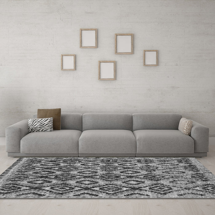 Machine Washable Abstract Gray Modern Rug in a Living Room,, wshabs2540gry