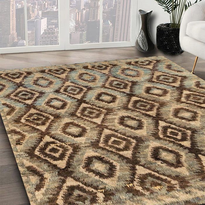 Machine Washable Abstract Red Brown Rug in a Family Room, wshabs2540