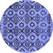 Round Machine Washable Abstract Blue Modern Rug, wshabs2540blu