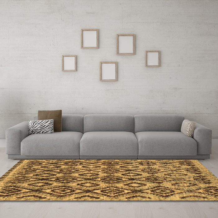 Machine Washable Abstract Brown Modern Rug in a Living Room,, wshabs2540brn