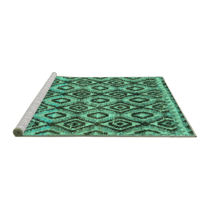 Sideview of Machine Washable Abstract Turquoise Modern Area Rugs, wshabs2540turq