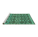 Sideview of Machine Washable Abstract Turquoise Modern Area Rugs, wshabs2540turq