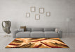 Machine Washable Abstract Orange Modern Area Rugs in a Living Room, wshabs2541org