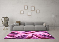 Machine Washable Abstract Pink Modern Rug, wshabs2541pnk