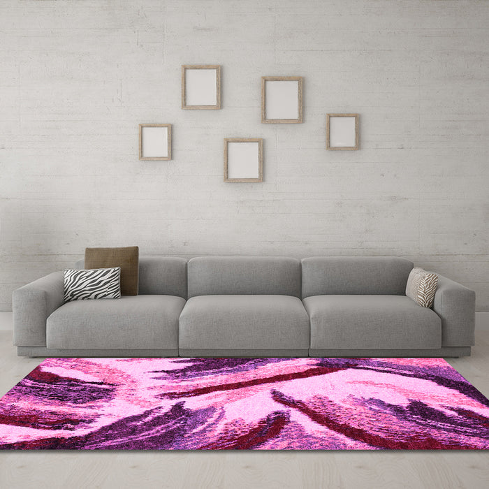 Machine Washable Abstract Pink Modern Rug in a Living Room, wshabs2541pnk