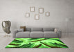 Machine Washable Abstract Green Modern Area Rugs in a Living Room,, wshabs2541grn