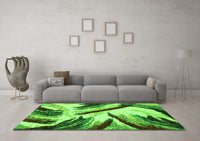 Machine Washable Abstract Green Modern Rug, wshabs2541grn