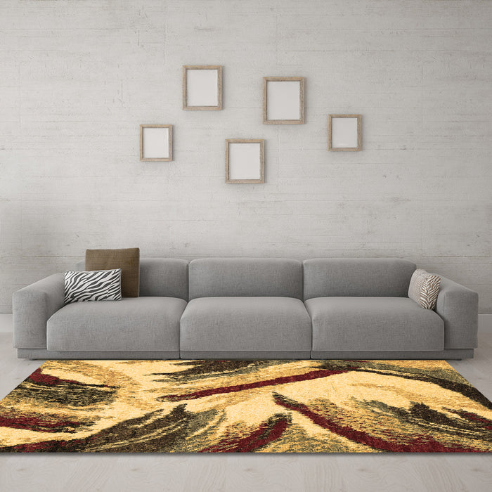 Machine Washable Abstract Brown Modern Rug in a Living Room,, wshabs2541brn
