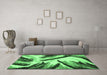 Machine Washable Abstract Emerald Green Modern Area Rugs in a Living Room,, wshabs2541emgrn