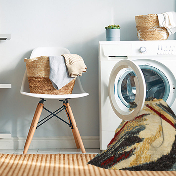 Machine Washable Abstract Chrome Gold Yellow Rug in a Washing Machine, wshabs2541