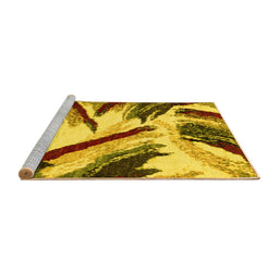 Sideview of Machine Washable Abstract Yellow Modern Rug, wshabs2541yw