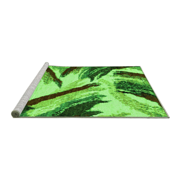 Sideview of Machine Washable Abstract Green Modern Area Rugs, wshabs2541grn