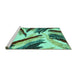 Sideview of Machine Washable Abstract Turquoise Modern Area Rugs, wshabs2541turq