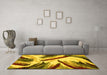 Machine Washable Abstract Yellow Modern Rug in a Living Room, wshabs2541yw