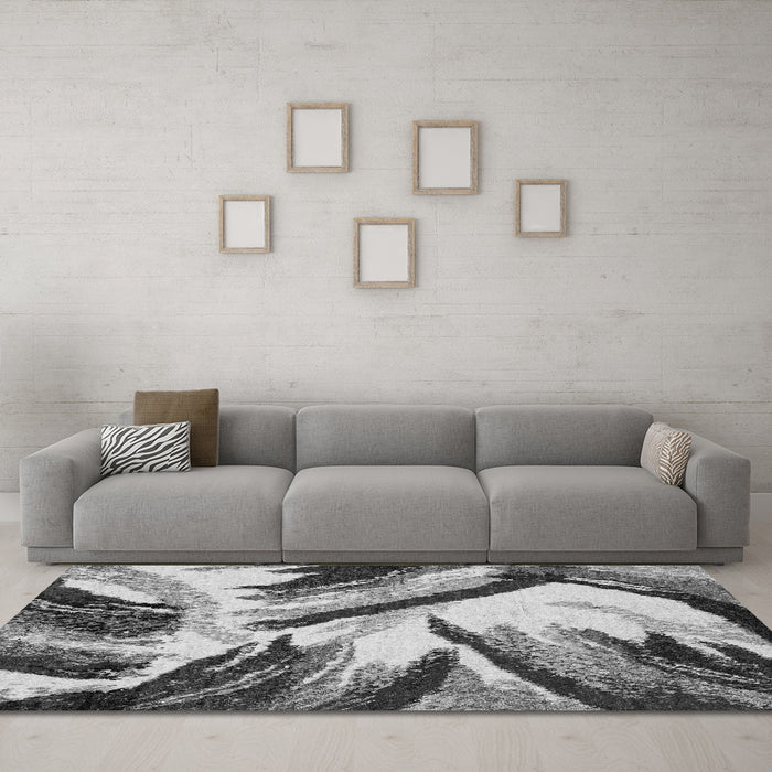 Machine Washable Abstract Gray Modern Rug in a Living Room,, wshabs2541gry