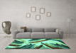 Machine Washable Abstract Turquoise Modern Area Rugs in a Living Room,, wshabs2541turq