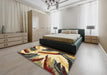 Abstract Chrome Gold Yellow Modern Rug in a Bedroom, abs2541