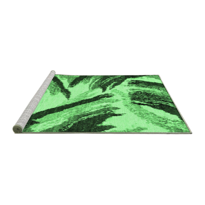Sideview of Machine Washable Abstract Emerald Green Modern Area Rugs, wshabs2541emgrn
