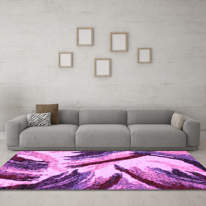 Machine Washable Abstract Purple Modern Area Rugs in a Living Room, wshabs2541pur