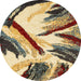 Round Abstract Chrome Gold Yellow Modern Rug, abs2541