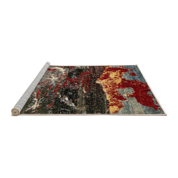 Sideview of Machine Washable Abstract Vermilion Red Rug, wshabs2542