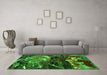 Machine Washable Abstract Green Modern Area Rugs in a Living Room,, wshabs2542grn