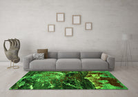 Machine Washable Abstract Green Modern Rug, wshabs2542grn