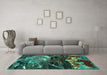 Machine Washable Abstract Turquoise Modern Area Rugs in a Living Room,, wshabs2542turq