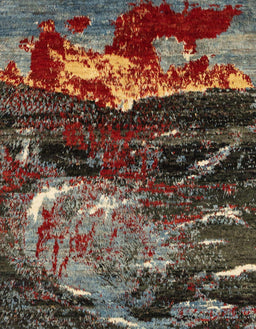 Abstract Red Modern Rug, abs2542