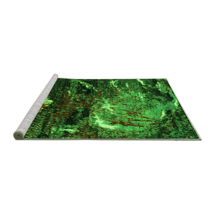 Sideview of Machine Washable Abstract Green Modern Area Rugs, wshabs2542grn
