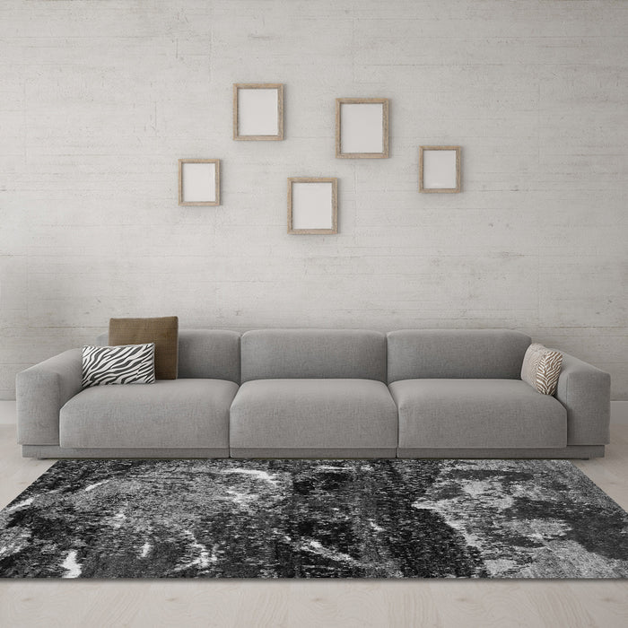 Machine Washable Abstract Gray Modern Rug in a Living Room,, wshabs2542gry